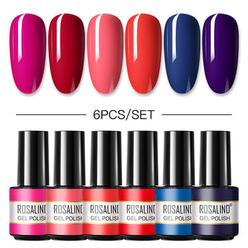 Rosalind Mini Soak Off Professional Nail Art Gel Polish Set 6PCS Nail Art Design LED/UV Lamp